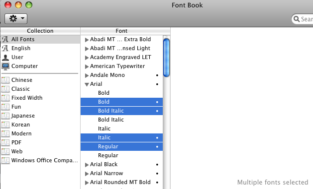 preferred duplicates selected in FontBook